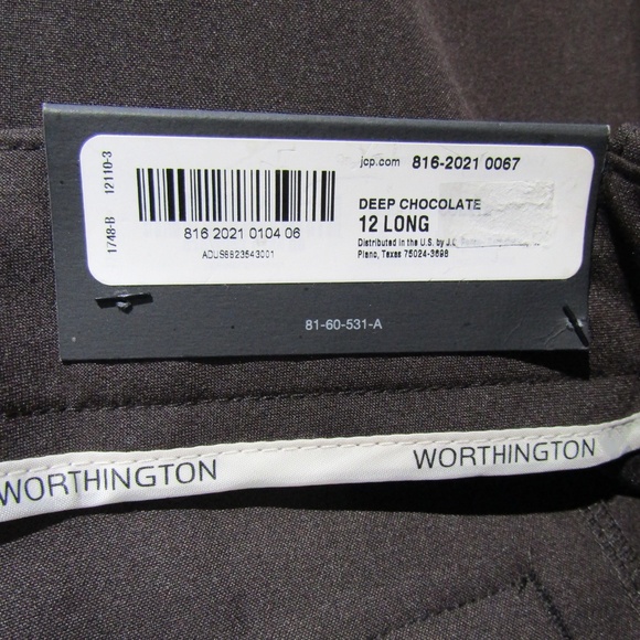 NWT Worthington Modern Fit Brown Pants Sz 12 Long - Picture 6 of 7